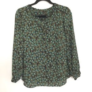 Talbots Petites Peacock Feather Printed Blouse